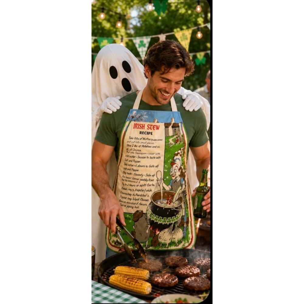 irish apron Vintage Irish Stew Recipe Apron Linen St Patrick’s Day Decor - Picture 11 of 15